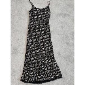 And Now This Black Floral Slip Dress with Lace Trim